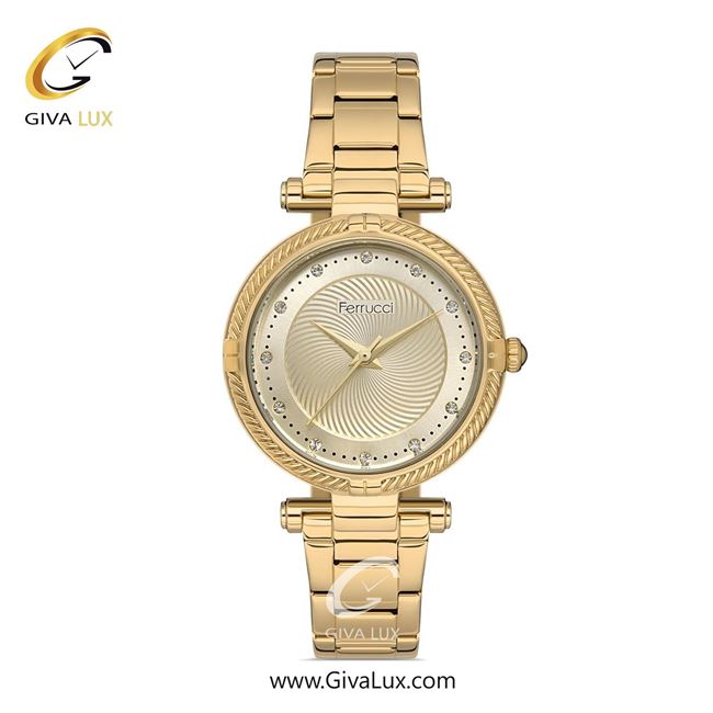ساعت مچی اورجینال زنانه فروچی Ferrucci طلایی | طلایی| طلایی| کد رفرنس fcf.14337M.02