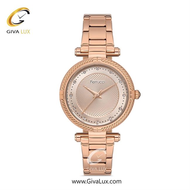 ساعت مچی اورجینال زنانه فروچی Ferrucci رزگلد | رزگلد| رزگلد| کد رفرنس fcf.14337M.03