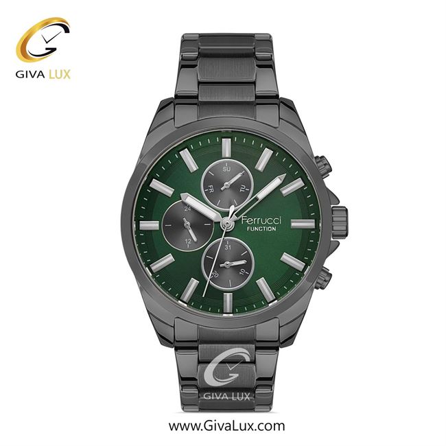 ساعت مچی اورجینال مردانه فروچی Ferrucci سه موتوره فول تایم تیتانیوم | تیتانیوم| سبز یشمی تیره| کد رفرنس FCF 14367FM.05
