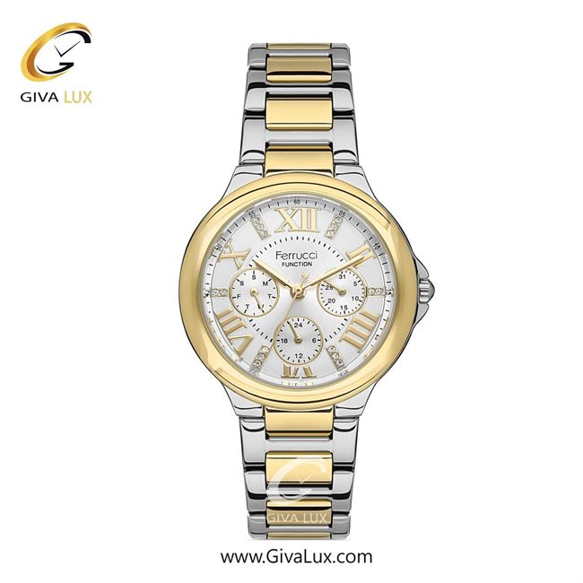 ساعت مچی اورجینال زنانه فروچی Ferrucci سه موتوره فول تایم طلایی | طلایی-نقره ای| نقره ای| کد رفرنس fcf.14386FM.03