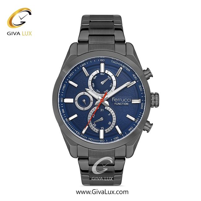 ساعت مچی اورجینال مردانه فروچی Ferrucci سه موتوره فول تایم تیتانیوم | تیتانیوم| سرمه ای| کد رفرنس FCF 14387FM.02