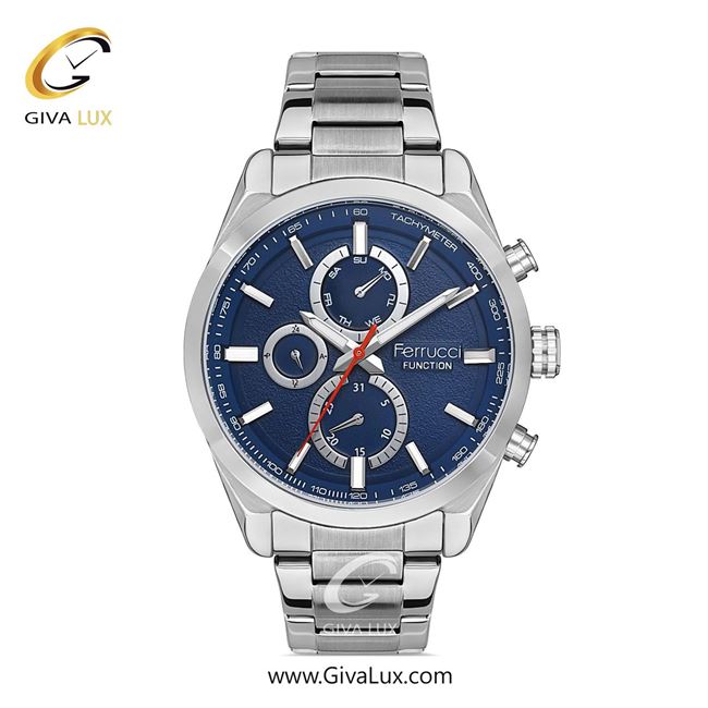 ساعت مچی اورجینال مردانه فروچی Ferrucci سه موتوره فول تایم نقره ای | نقره ای| سرمه ای| کد رفرنس FCF 14387FM.03
