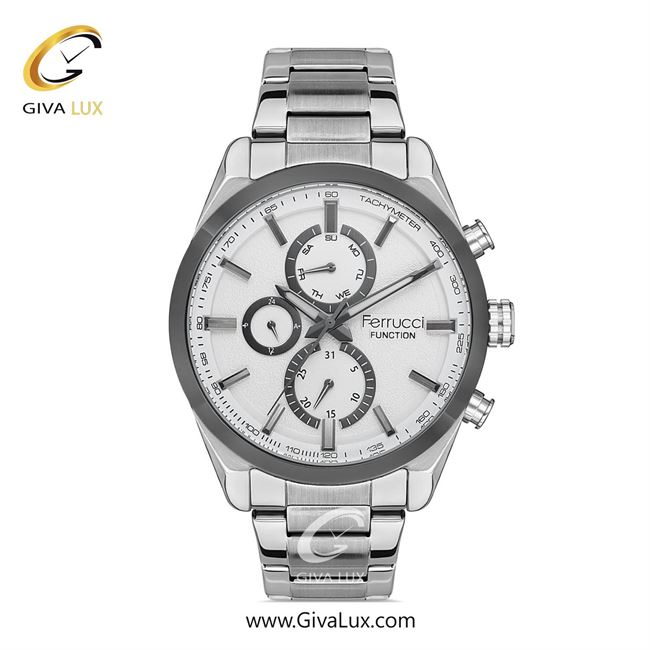 ساعت مچی اورجینال مردانه فروچی Ferrucci سه موتوره فول تایم طوسی | نقره ای| نقره ای| کد رفرنس FCF 14387FM.04