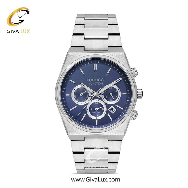 ساعت مچی اورجینال مردانه فروچی Ferrucci سه موتوره فول تایم نقره ای | نقره ای| سرمه ای| کد رفرنس fcf.14455FM.03