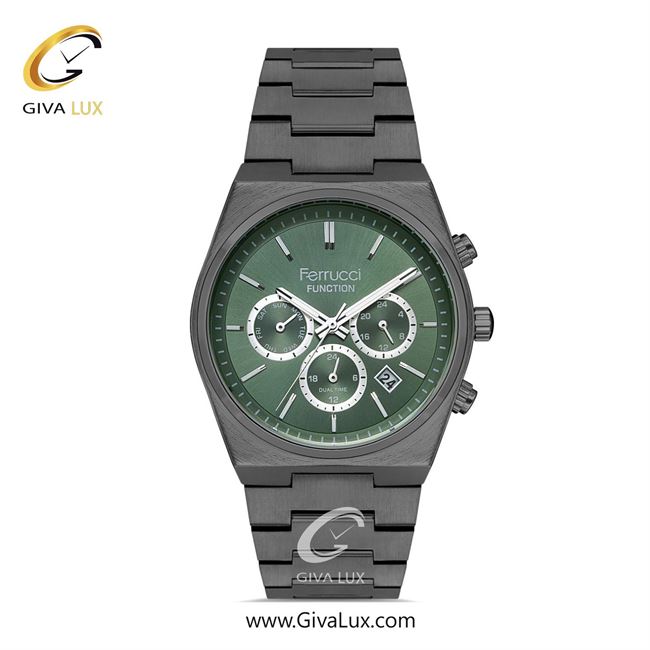 ساعت مچی اورجینال مردانه فروچی Ferrucci سه موتوره فول تایم تیتانیوم | تیتانیوم| سبز یشمی تیره| کد رفرنس fcf.14455FM.05