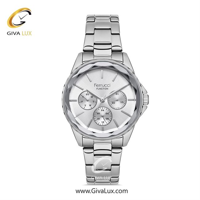 ساعت مچی اورجینال زنانه فروچی Ferrucci سه موتوره فول تایم نقره ای | نقره ای| نقره ای| کد رفرنس fcf 14479M.01