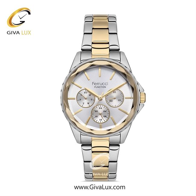 ساعت مچی اورجینال زنانه فروچی Ferrucci سه موتوره فول تایم طلایی | نقره ای-طلایی| نقره ای| کد رفرنس fcf 14479M.05