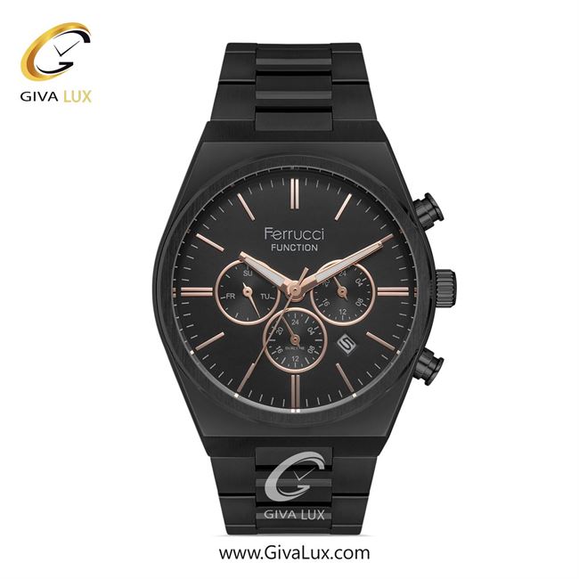 ساعت مچی اورجینال مردانه فروچی Ferrucci سه موتوره فول تایم مشکی | مشکی| مشکی| کد رفرنس fcf.14490FM.04