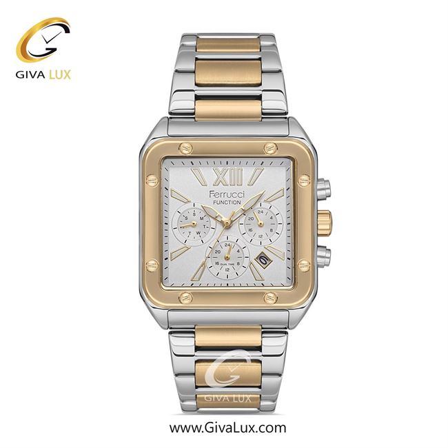 ساعت مچی اورجینال مردانه فروچی Ferrucci سه موتوره فول تایم طلایی | طلایی-نقره ای| نقره ای| کد رفرنس fcf.14504FM.04