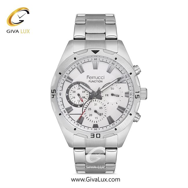 ساعت مچی اورجینال مردانه فروچی Ferrucci سه موتوره فول تایم نقره ای | نقره ای| نقره ای| کد رفرنس fcf.14514FM.01