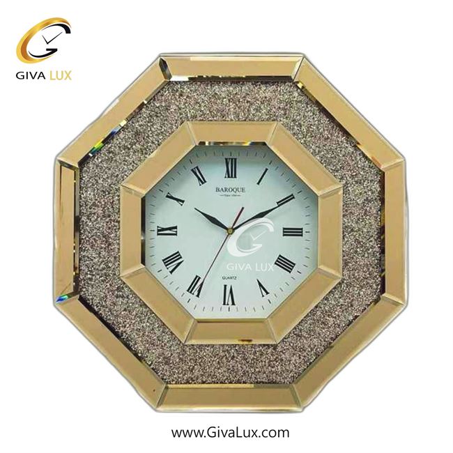 ساعت دیواری اورجینال باروک آینه ای رزگلد| کد رفرنس 1462