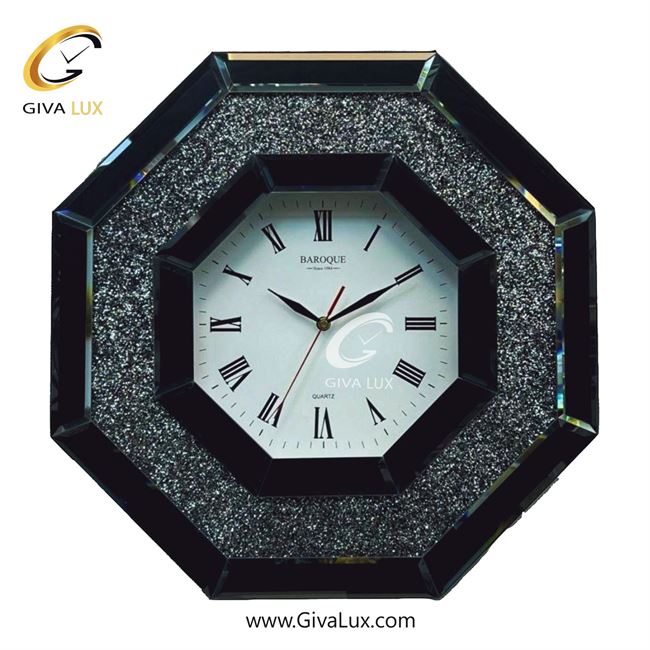 ساعت دیواری اورجینال باروک آینه ای مشکی| کد رفرنس 1465