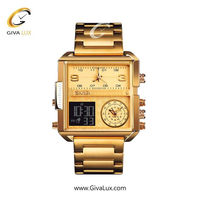 ساعت مچی اورجینال مردانه اسکمی (Skmei) سه زمانه طلایی | طلایی| طلایی| کد رفرنس 1584MB-GD