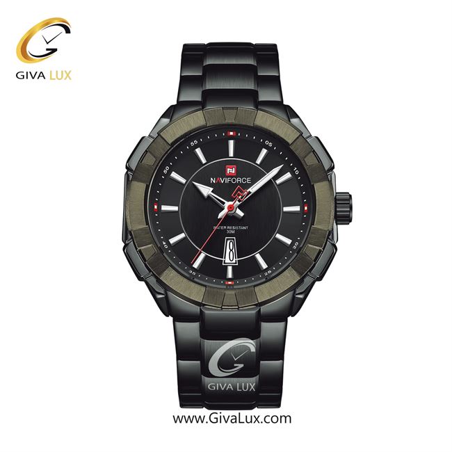 ساعت مچی مردانه تک موتور بند استیل مشکی ناوی فورس (نیوی فورس) NF9176 B/B 