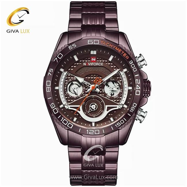 ساعت مچی اورجینال مردانه ناوی فورس|Naviforce|نوی فورس|نیوی فورس سه موتوره فول تایم کافی-رزگلد | کافی| کافی| کد رفرنس NF9185