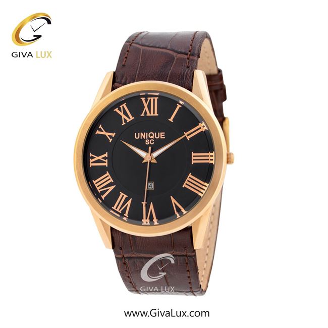 ساعت مچی اورجینال مردانه یونیک رزگلد | قهوه ای| مشکی| کد رفرنس S402