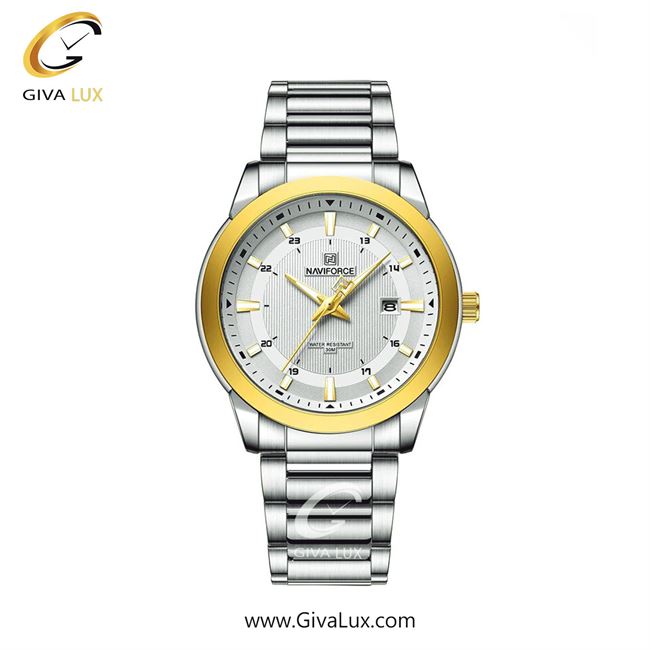 ساعت مچی اورجینال مردانه ناوی فورس|Naviforce|نوی فورس|نیوی فورس طلایی | نقره ای| سفید| کد رفرنس NF8029