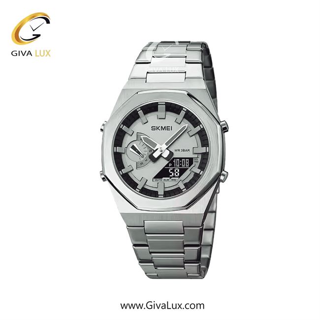 ساعت مچی اورجینال اسکمی مردانه دو زمانه نقره ای | نقره ای | نقره ای | کد رفرنس 1816SLBK