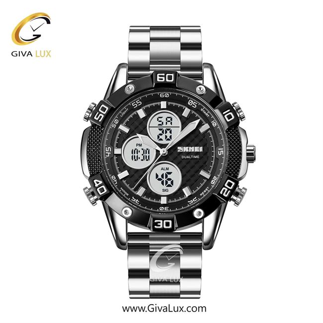 ساعت مچی اورجینال مردانه اسکمی (Skmei) دو زمانه مشکی | نقره ای| مشکی| کد رفرنس 1838