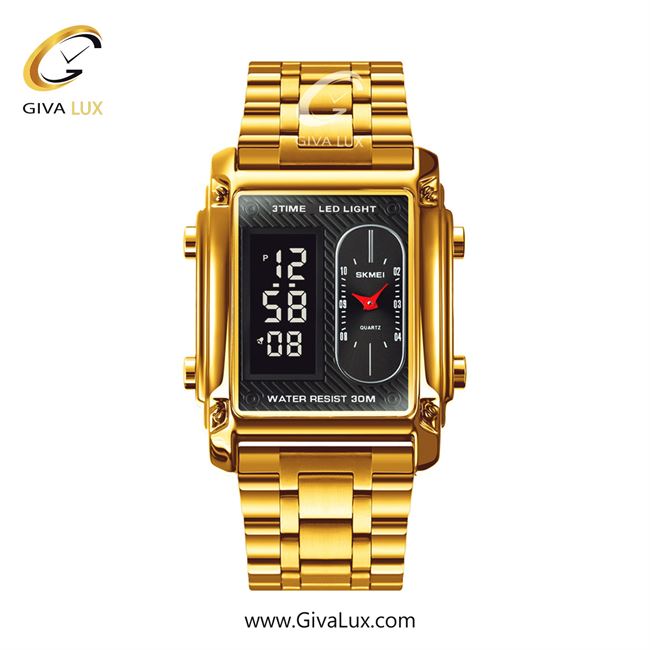 ساعت مچی اورجینال مردانه اسکمی (Skmei) سه زمانه طلایی | طلایی| مشکی| کد رفرنس 1868GD