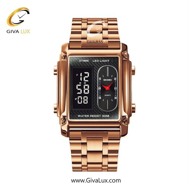 ساعت مچی اورجینال مردانه اسکمی (Skmei) سه زمانه رزگلد | رزگلد| مشکی| کد رفرنس 1868RG