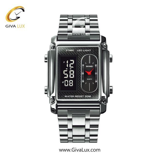 ساعت مچی اورجینال مردانه اسکمی (Skmei) سه زمانه نقره ای | نقره ای| مشکی| کد رفرنس 1868SL