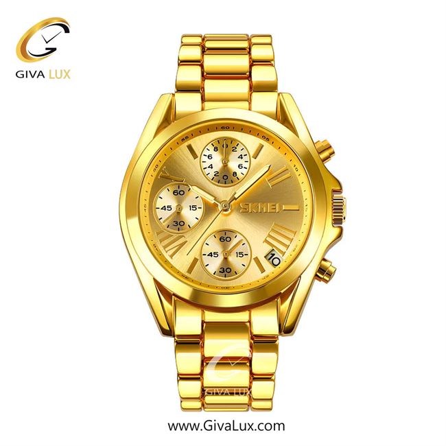 ساعت مچی اورجینال یونیسکس-مردانه-زنانه اسکمی (Skmei) سه موتوره کرنوگراف طلایی | طلایی| طلایی| کد رفرنس 1897