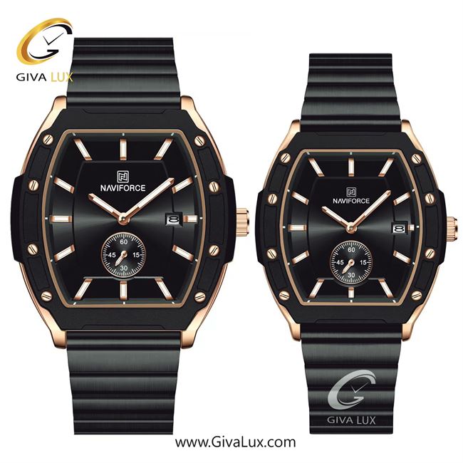ساعت مچی اورجینال ست ناوی فورس|Naviforce|نوی فورس|نیوی فورس دو موتوره زیر ثانیه مشکی-رزگلد | مشکی| مشکی| کد رفرنس NF8068 RG/B