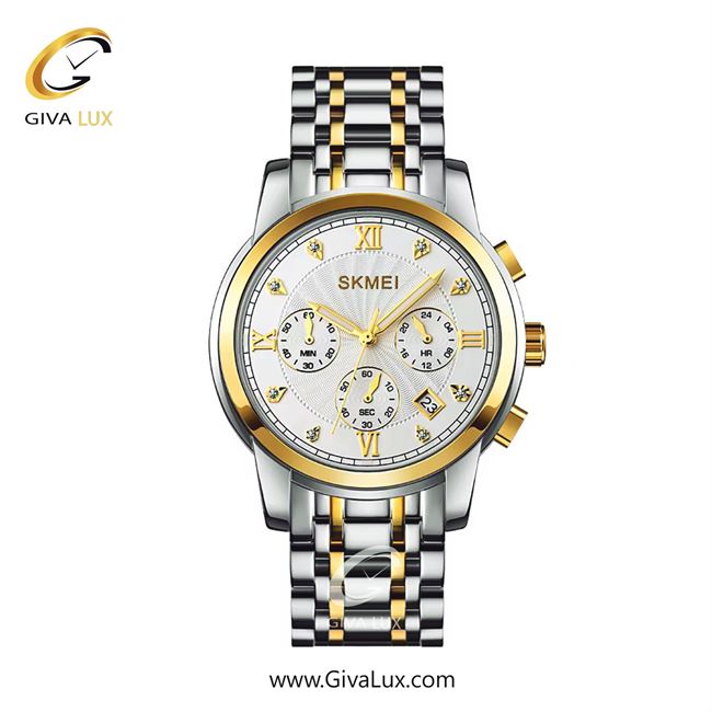 ساعت مچی اورجینال مردانه اسکمی (Skmei) سه موتوره کرنوگراف طلایی | طلایی-نقره ای| نقره ای| کد رفرنس 1904