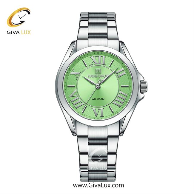 ساعت مچی اورجینال زنانه ناوی فورس|Naviforce|نوی فورس|نیوی فورس | نقره ای| سبز| کد رفرنس NF5037