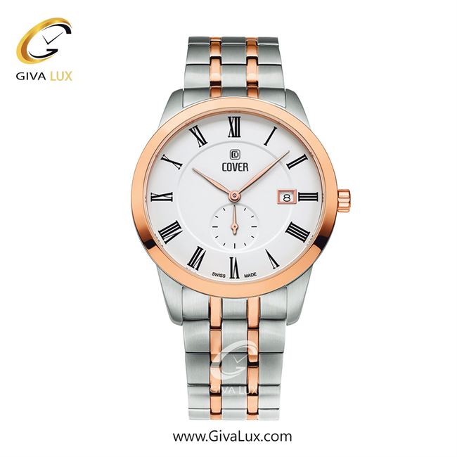 ساعت مچی اورجینال مردانه کاور دو موتوره زیر ثانیه رزگلد | نقره ای-رزگلد| سفید| کد رفرنس CO194.08