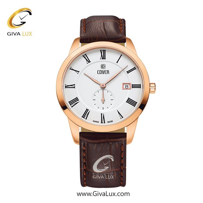 ساعت مچی اورجینال مردانه کاور دو موتوره زیر ثانیه رزگلد | قهوه ای| سفید| کد رفرنس CO194.11