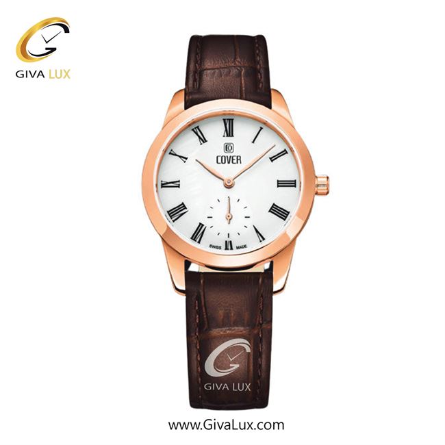 ساعت مچی اورجینال زنانه کاور دو موتوره زیر ثانیه رزگلد | قهوه ای| سفید| کد رفرنس CO195.12