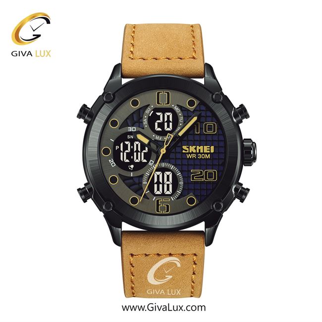 ساعت مچی اورجینال مردانه اسکمی (Skmei) سه زمانه مشکی | قهوه ای| مشکی| کد رفرنس 1975