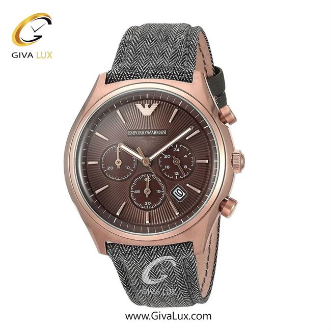 ساعت مچی اورجینال مردانه امپریو آرمانی سه موتوره کرنوگراف رزگلد | طوسی| قهوه ای| کد رفرنس ar1976