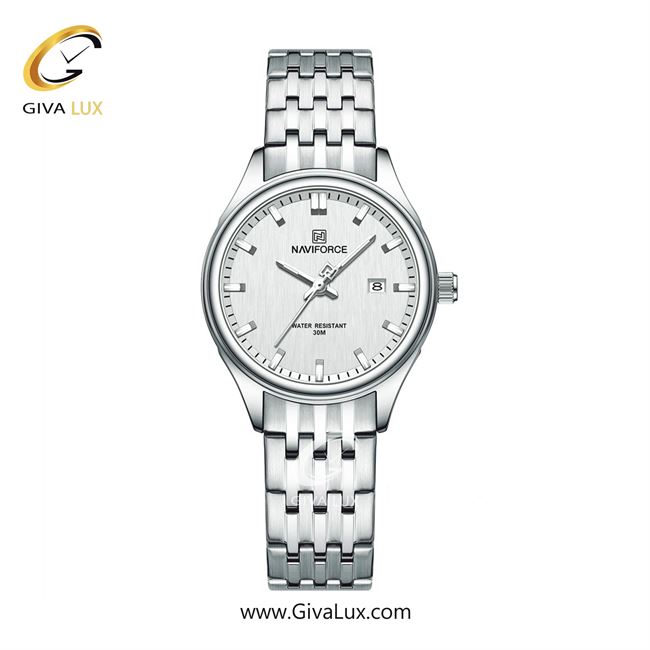 ساعت مچی زنانه تک موتوره بند استیل نقره ای ناوی فورس(نیوی فورس)  NF8039 S/S/W