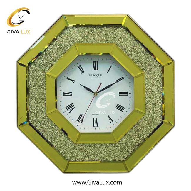 ساعت دیواری اورجینال باروک آینه ای طلایی| کد رفرنس 1460