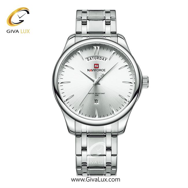 ساعت مچی اورجینال مردانه ناوی فورس|Naviforce|نوی فورس|نیوی فورس نقره ای | نقره ای| نقره ای| کد رفرنس NF9213