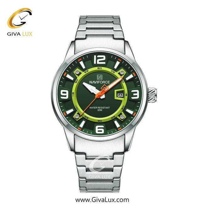 ساعت مچی اورجینال مردانه ناوی فورس|Naviforce|نوی فورس|نیوی فورس نقره ای | نقره ای| سبز| کد رفرنس NF8044