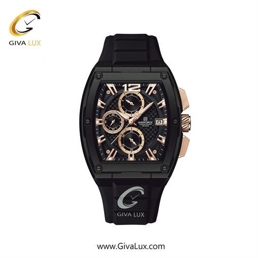 ساعت مچی اورجینال مردانه ناوی فورس|Naviforce|نوی فورس|نیوی فورس سه موتوره کرنوگراف مشکی | مشکی| رزگلد-مشکی| کد رفرنس NF8050 B/RG/B