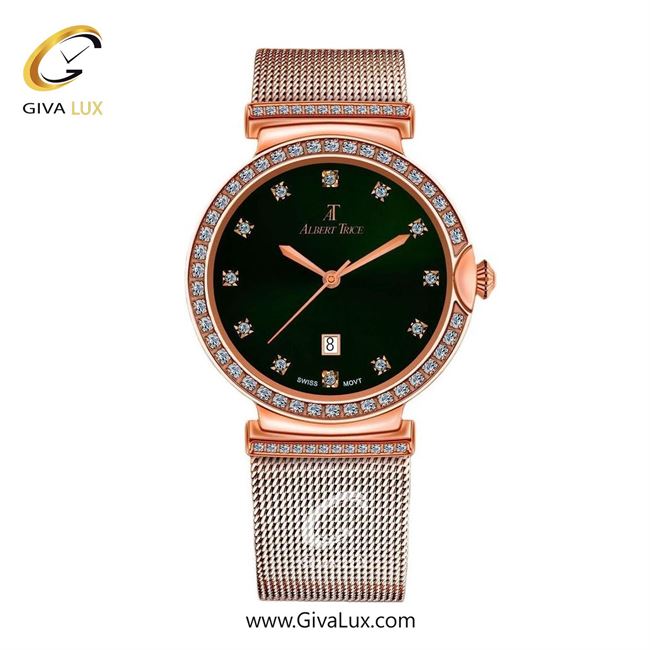 ساعت مچی اورجینال زنانه آلبرت ترایس رزگلد | رزگلد| سبز یشمی تیره| کد رفرنس AT20226