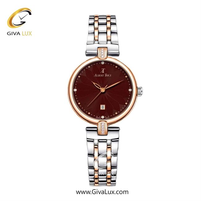 ساعت مچی اورجینال زنانه آلبرت ترایس رزگلد | رزگلد-نقره ای| قهوه ای| کد رفرنس AT20229