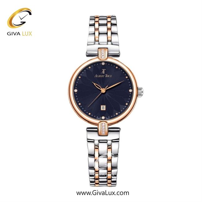 ساعت مچی اورجینال زنانه آلبرت ترایس رزگلد | نقره ای-رزگلد| سرمه ای| کد رفرنس AT20229