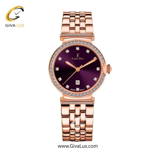 ساعت مچی اورجینال زنانه آلبرت ترایس رزگلد | رزگلد| بنفش| کد رفرنس AT20230