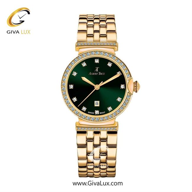 ساعت مچی اورجینال زنانه آلبرت ترایس طلایی | طلایی| سبز یشمی تیره| کد رفرنس AT20230