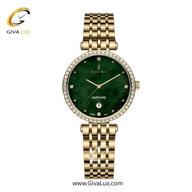 ساعت مچی اورجینال زنانه آلبرت ترایس طلایی | طلایی| سبز یشمی تیره| کد رفرنس AT20234