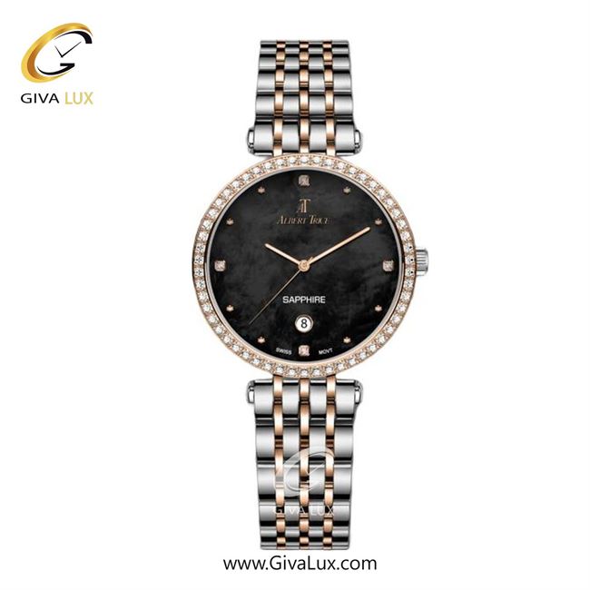 ساعت مچی اورجینال زنانه آلبرت ترایس رزگلد | نقره ای-رزگلد| مشکی| کد رفرنس AT20234