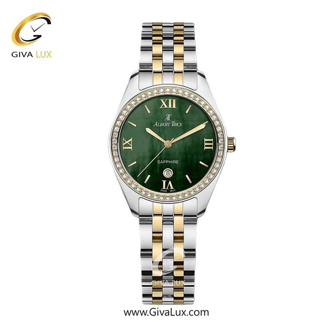 ساعت مچی اورجینال زنانه آلبرت ترایس نقره ای-طلایی | طلایی-نقره ای| سبز یشمی تیره| کد رفرنس AT20236