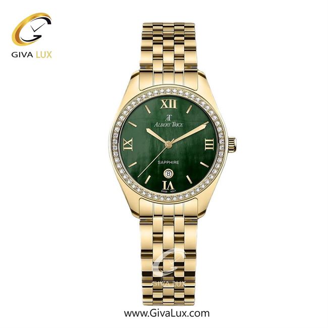 ساعت مچی اورجینال زنانه آلبرت ترایس طلایی | طلایی| سبز یشمی تیره| کد رفرنس AT20236