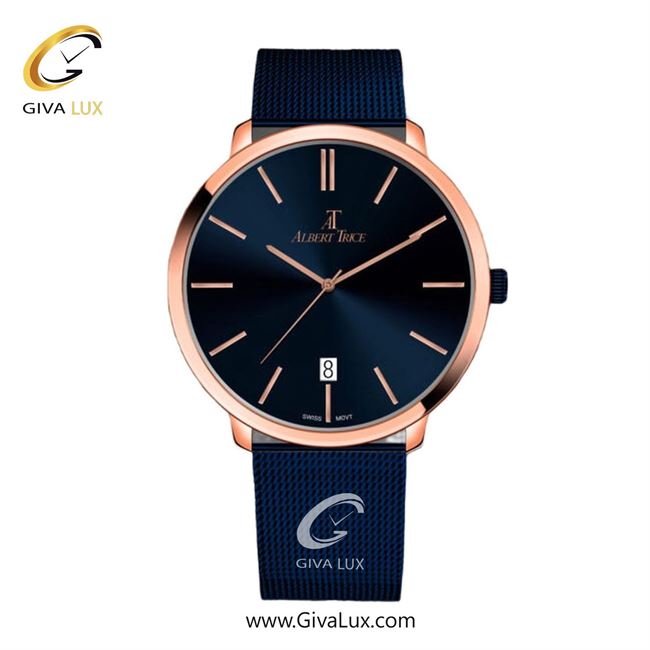ساعت مچی اورجینال مردانه آلبرت ترایس رزگلد | سرمه ای| سرمه ای| کد رفرنس AT20265